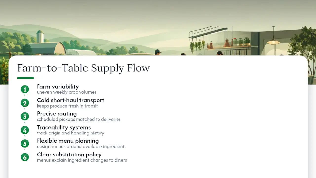 Farm-to-table sourcing logistics flow
