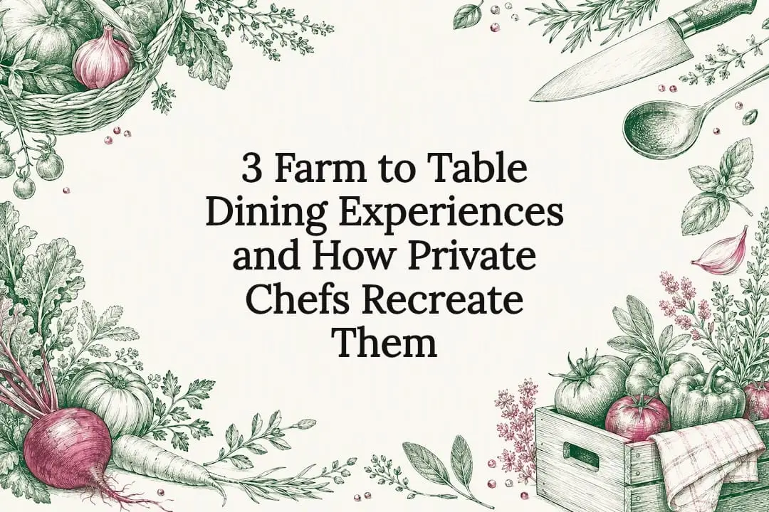 Farm-to-table dining title card illustration