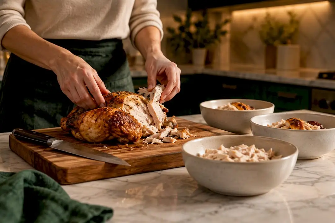 Rotisserie chicken portioned for several meals