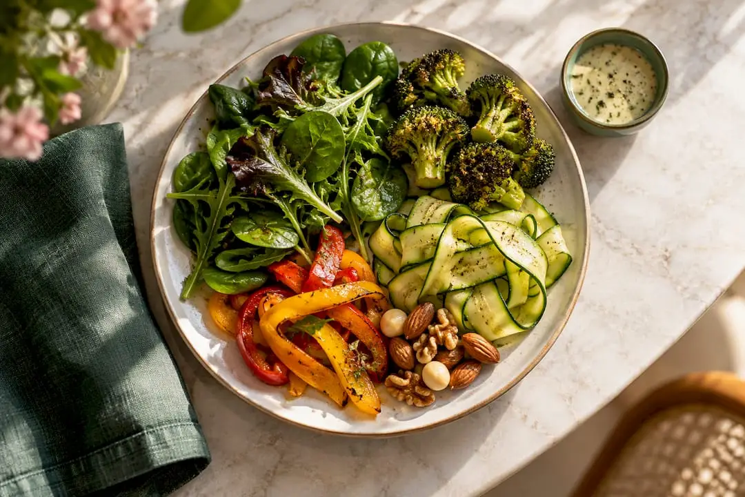 Keto plate with nonstarchy vegetables