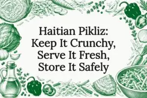 Hand-drawn pikliz ingredients frame title space