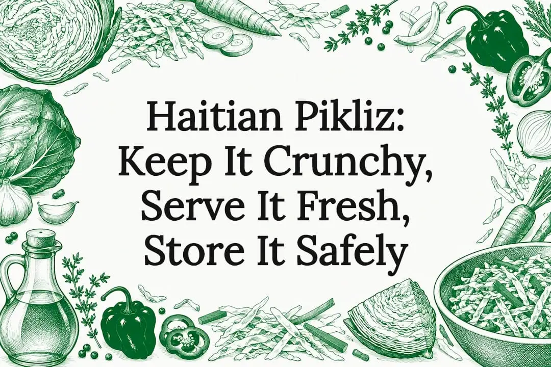 Hand-drawn pikliz ingredients frame title space