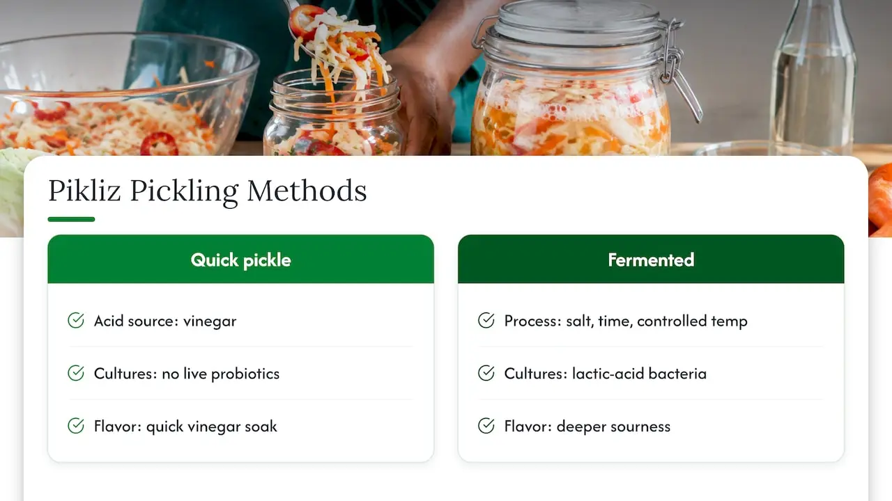 Quick-pickle and fermented pikliz comparison