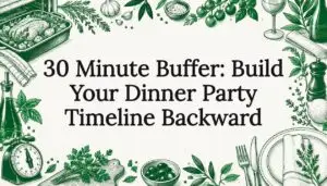 Hand-drawn dinner party timeline title card