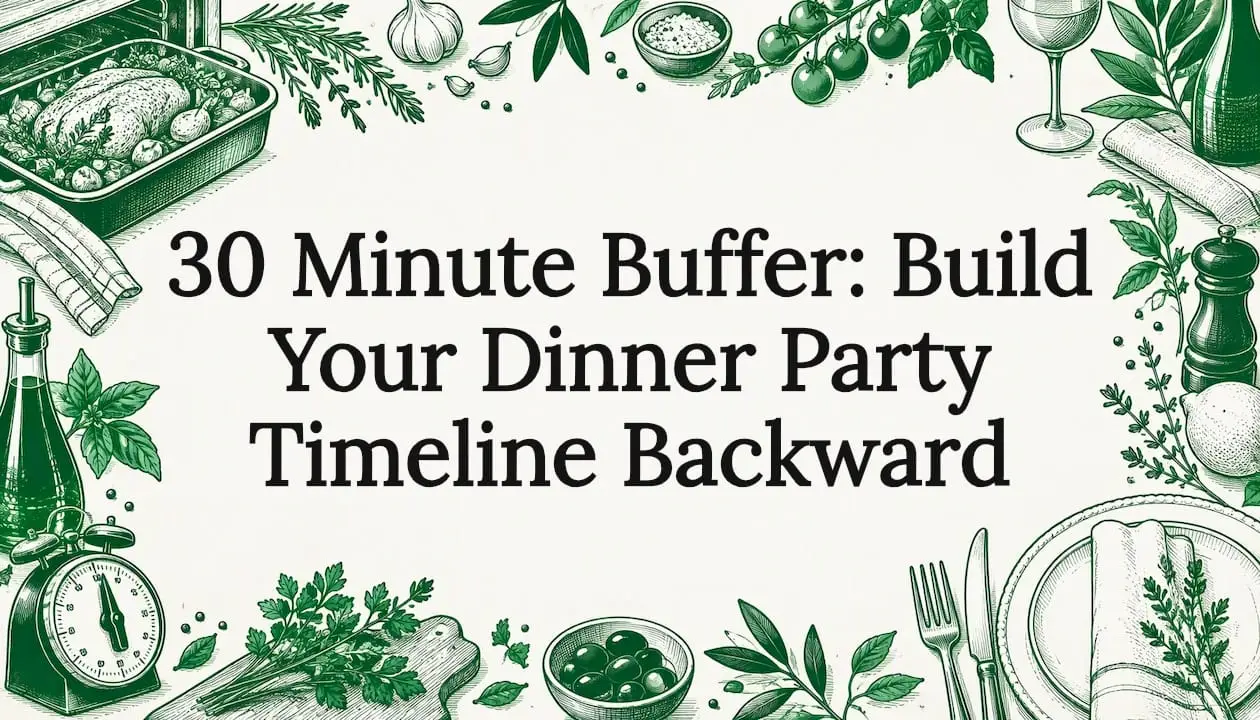 Hand-drawn dinner party timeline title card