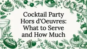 Hand-drawn hors d'oeuvres frame a clear title area